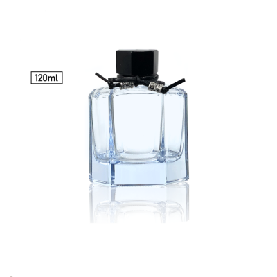  Original material Ins ice blue color 120ml 4oz hexagonal aroma glass reed diffuser bottle with screw cap