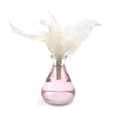 Perfume use 130ml empty glass diffuser air bottle with nature diffuser flower wick rattan 