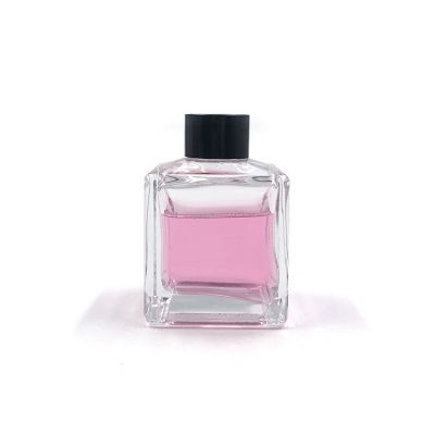 Xuzhou square 130ml clear room fragrance reed diffuser bottles glass with Bayonet Neck 