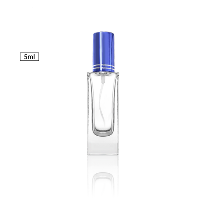 Square 5ml plain continuous mist glass spray bottle for perfume 