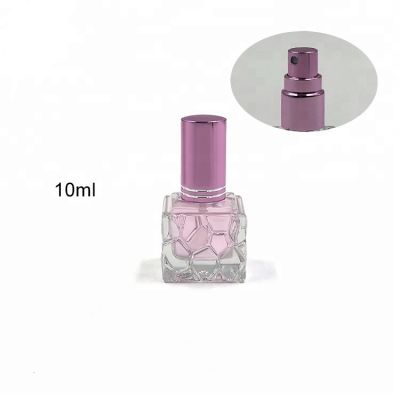 Cube shape glass 10ml perfume bottle with aluminium sprayer 