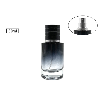 Screw neck 30ml black round glass perfume bottle for men