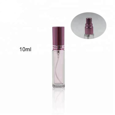 Wholesale 10ml Clear square glass perfume bottle with spray 