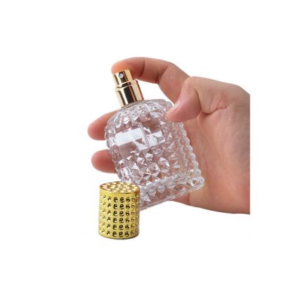 Empty refillsble glass perfume bottle 50 ml with Non-slip surface