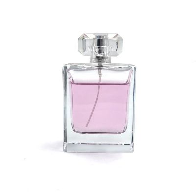 Crimp neck empty 100 ml square glass perfume bottle spray 