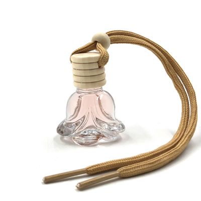Flower shape 6ml glass car diffuser perfume hanging bottle 