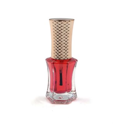 6ml Hexagon nail polish oil glass bottle with rose gold brush cap 