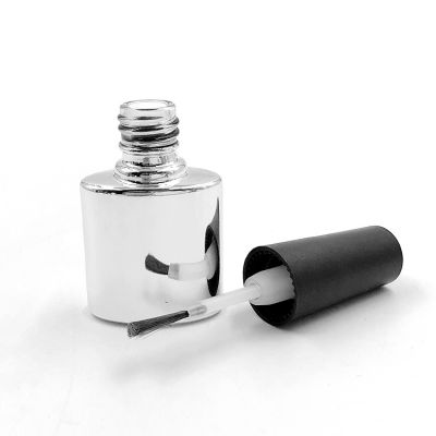 Empty 5 ml shiny silver electroplating glass nail polish bottles 