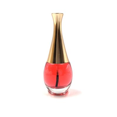 Empty clear oval 15ml glass nail polish bottle with brush 