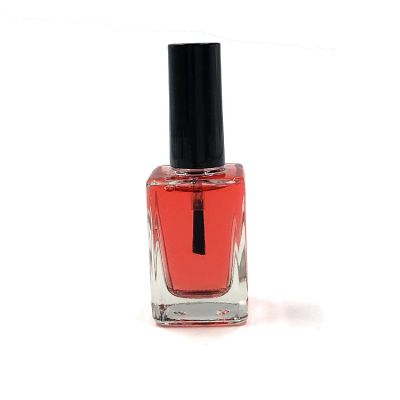 Glass Nail Polish Bottle Square 15ml with Black Plastic Cap 