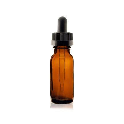 1/2 oz (15ml) AMBER Boston Round Glass Bottle w/ Black Child Resistant Dropper 