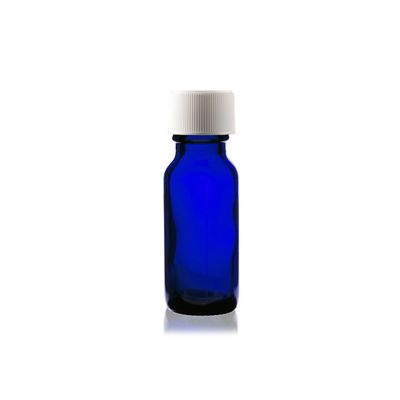 1/2 oz (15ml) Cobalt Blue Boston Round Glass Bottle With Child Resistant Cap