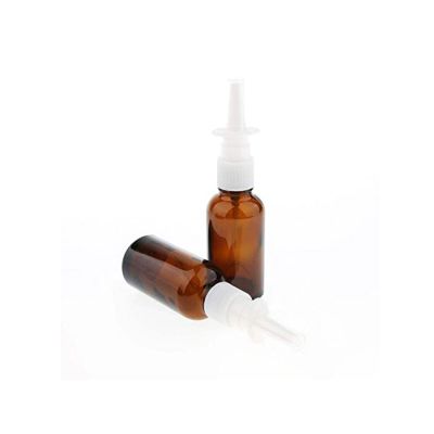 1 oz AMBER Boston Round Glass Bottle With Nasal Sprayer 