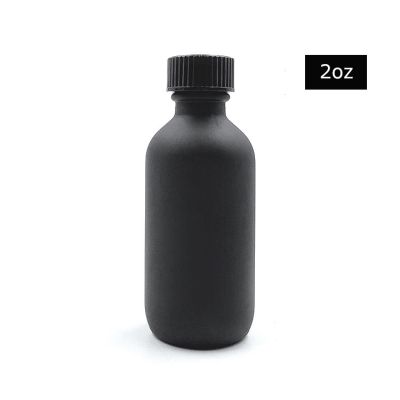 In stock 2oz frosted black glass boston round bottle high quality 