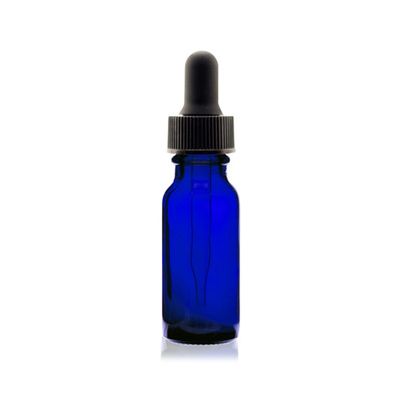 1/2 oz (15ml) Cobalt BLUE Boston Round Glass Bottle With Glass Dropper 