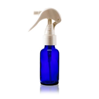 1 oz Cobalt BLUE Boston Round Glass Bottle w/ White Mini Trigger Spray 