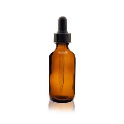 2 oz (60ml) AMBER Boston Round Glass Bottle With Glass Dropper 