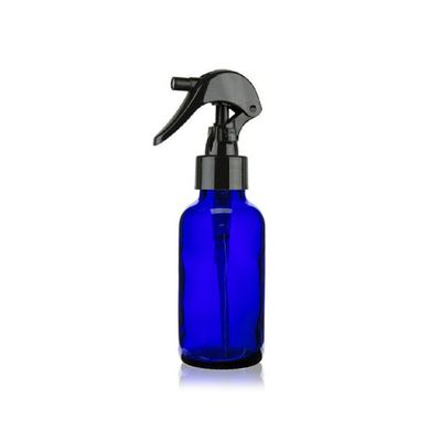 1 oz Cobalt BLUE Boston Round Glass Bottle With Black Mini Trigger Spray 