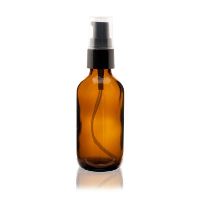 2 oz AMBER Boston Round Glass Bottle WIth Treatment Pump