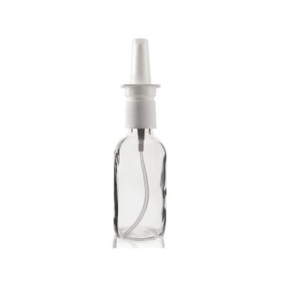 High Quality 2 oz CLEAR Boston Round Glass Bottle - w/ Nasal Sprayer 