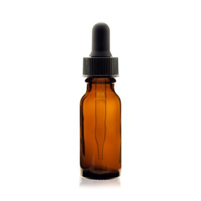 1/2 oz (15ml) AMBER Boston Round Glass Bottle - w/Glass Dropper 