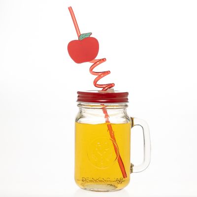 OEM Factory Home Drinkware Type Mugs Cup 450 ml 15 oz Glass Mason Jar with Handle and Lids 