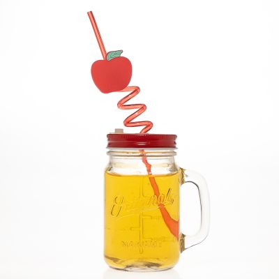 High Quality Wholesale Custom Cheap 450 ml 15 oz Glass Mason Jar with Handle and Scale 