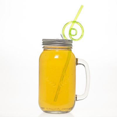 Professional Factory Soft Drinking Mug Bottles 700 ml 24 oz Glass Mason Jar with Handle 