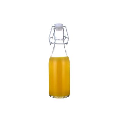 250ml 8oz mini swing top transparent glass bottles for juice milk sale 