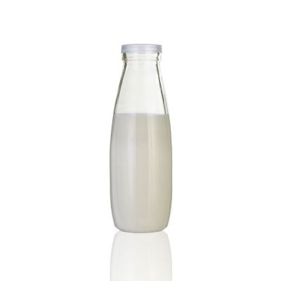 100ml to 1000ml clear glass milk beverage bottle with plastic lid 