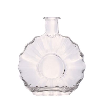 500ml Beautiful fashion elegant embossed designed flat shaped empty tequila glass bottle 
