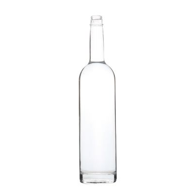 Custom 750ml unique bottle mouth flint glass empty round clear 25oz in bottle of wine 