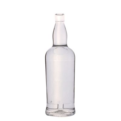 Hot selling custom empty clear wine bourbon bottles 1000ml glass whisky 