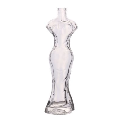 Liquor Wine Packaging Unique Shape Clear Fancy Glass Wine Bottles 