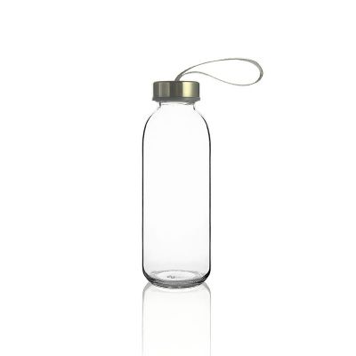 Stainless steel cap recycled fancy custom clear crystal glass water bottle 
