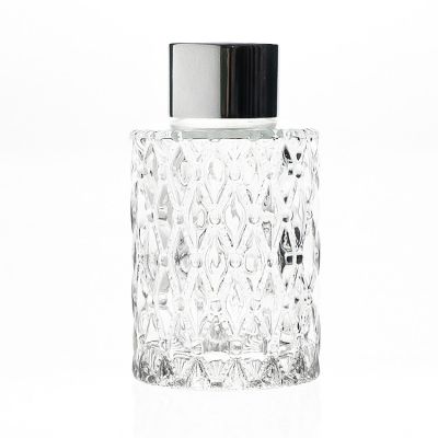 Custom Designer Logo Labels Decorative Bottles 70ml 2.4oz Round Aroma Reed Diffuser Glass Bottles with Aluminum cap