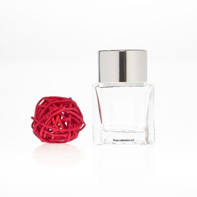 Travel Use Small Mini 25ml Square Clear Empty Aroma Oil Reed Diffuser Glass Bottles with Rattan Stick 