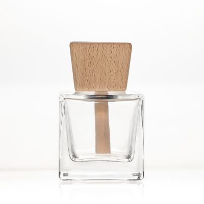 50ml square reed diffuser glass aroma diffuser bottle with rattan sticks 