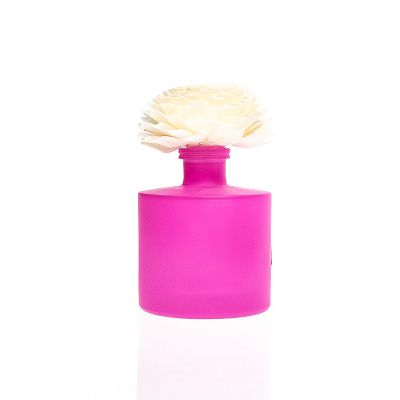 Customized Logo Frosted Matte Rose Red 200ml Round Fragrance Glass Reed Diffuser Bottles 