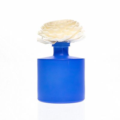 Fancy Design Frosted Matte Blue Aroma Oil Glass Bottles 200ml Diffuser Bottle with Cork 