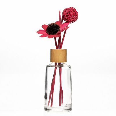 Decorative Bottles Manufacturer 70ml Fragrance Perfume Container Round Reed Diffuser Glass Bottle 