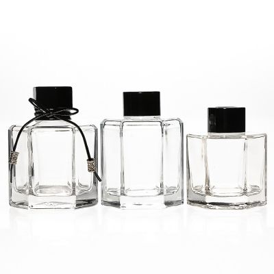 Home Decorative Bottles 90 ml Hexagonal Shaped Empty Diffuser Bottles Clear Aroma Diffuser Bottle Glass 