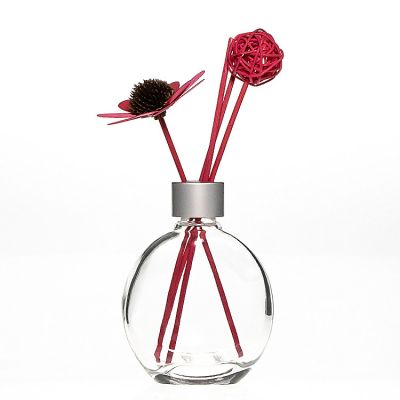 New Products 150 ml Flat Round Liquid Glass Bottle Air Freshener Empty Glass Car Diffuser Bottle 