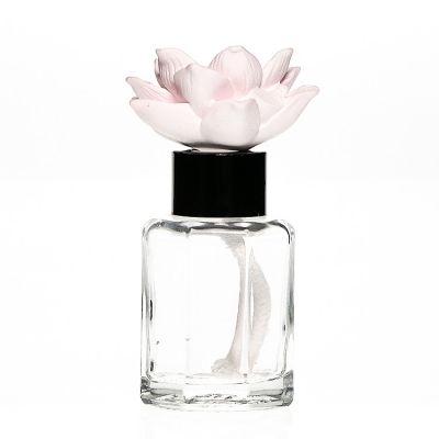 Screen Printing 125 ml Hexagonal Shaped Aroma Diffuser Refill Bottle Empty Fragrance Bottle Glass with Black Cap 