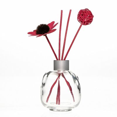 Custom Logo Glass Bottles 200ml Home Fragrance Aroma Reed Diffuser Glass Bottle with Wooden Rattan Sticks 