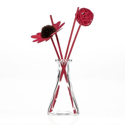 Unique Quadrihedron Tower Shaped 60 ml Clear Empty Room Fragrance Aroma Glass Reed Diffuser Bottle 