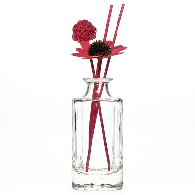 250ml Square shaped Embossed Printed Bottom Empty Aroma oil Diffuser glass bottle with Reed Stick 