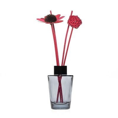 Home Decorative 200ml Empty Inverted Cone Shaped Glass Aromatherapy Oil Diffuser Bottle with Paper Flower 