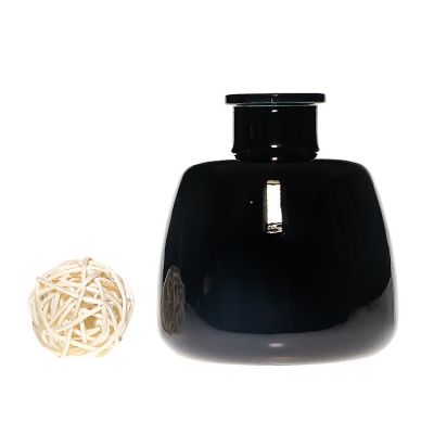 Luxury 100ml Half Round Gloss Black Empty Liquid Fragrance Glass Reed Diffuser Bottle Wholesale 