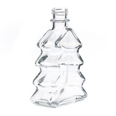 7oz Fancy Clear Empty Christmas Tree Shaped Glass Reed Diffuser Bottle with Screw Cap 
